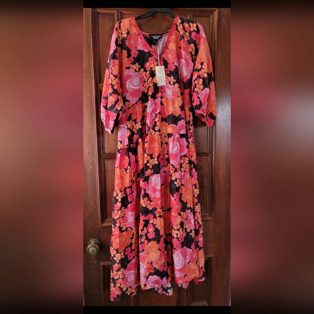 NWT Johnny Was Becca Dolman Silk Floral  Dress-Medium-Original Price $480.00